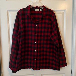 LL Bean Women's Scotch Plaid Flannel Pajamas Set XL Like New